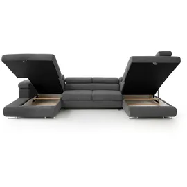 sofiland Ecksofa U-Form Grau 2-Sitzer
