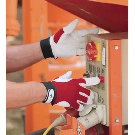 Leipold+Döhle Handschuhe Griffy Gr.10 rot/naturfarben Ziegennappaleder/Interlock auf SB-Karte