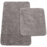 Brandsseller Badematten 2er-Set Bestehend aus Badvorleger ca. 50/80cm und WC-Vorleger ca. 45/50cm - Hochflor Polyester mit Rutschhemmender Latex-Rückseite Anthrazit