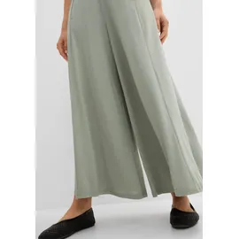 bonprix Culotte BONPRIX "Jersey-Culotte mit weitem Bein", Damen, Gr. 52/54 (XXL), N-Gr, grün (rauchgrün), Obermaterial: 70% Modal, 30% Polyester, loose fit, Hosen Culotte, aus Modal und Polyester, Loose fit Passform, weites Bein