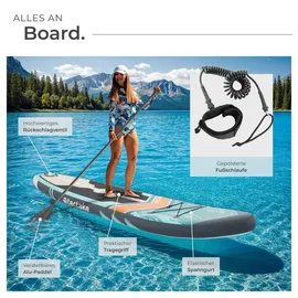 Tectake tectake® Stand-Up Paddle Board, 2in1, aus Drop-Stitch Material, Belastbarkeit 200 kg, 288 x 77 x 22,5 cm