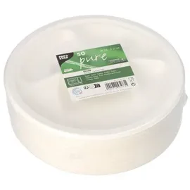 Papstar Zuckerrohr-Teller 3-geteilt Ø 26 cm 50 St. Weiß