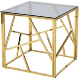 SalesFever Beistelltisch 55x55 cm + gold grau) / Gold, grau 8 mm | Gestell gefertigt aus rostfreiem Edelstahl | 11352405-0 B/H/T: 55 x 55 cm x 55 cm