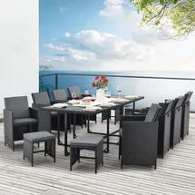 Juskys Polyrattan Sitzgruppe Baracoa XXL 13-teilig – Gartenmöbel wetterfest stapelbar für Garten