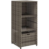 vidaXL Gartenschrank, Geräteschrank mit viel Stauraum, Beistellschrank Schrank mit Türen, Balkonschrank Terrassenschrank, Grau Poly Rattan