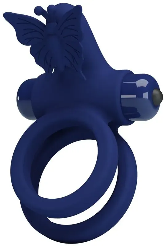 PRETTY LOVE - JAMELE DOPPELRING MIT VIBRATION & SCHMETTERLINGSTIMULATOR BLAU