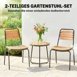 Outsunny Gartenstuhl 2er Set 47 x 61 x 81 cm beige wetterfest/stapelbar