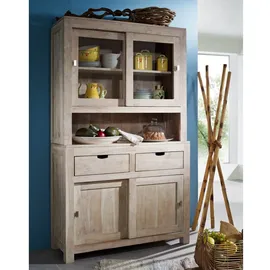 MASSIVMOEBEL24.DE Buffet Akazie 110 x 45 x 190 cm NATURE WHITE