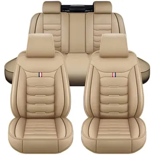 Auto Sitzbezüge für Seat Arona FR Altea, Ateca, Marbella, Ibiza Mk2 - Leder Autositzbezüge Sets, 5 Sitzer Schonbezüge Sitzschoner Vorne Hinten Wasserdicht Sitzauflage Accessoires(B(Warm Beige))