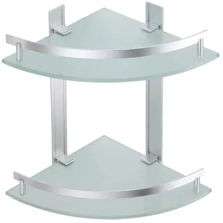 MSV Eck-Duschregal Tabarca Alu & Glas 24 cm x 24 cm x 30 cm