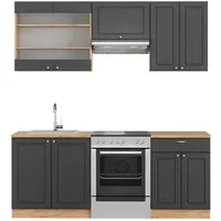 Vicco Küchenzeile Fame-Line 200 cm Anthrazit Eiche