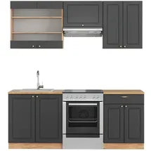 Vicco Küchenzeile Fame-Line 200 cm Anthrazit Eiche