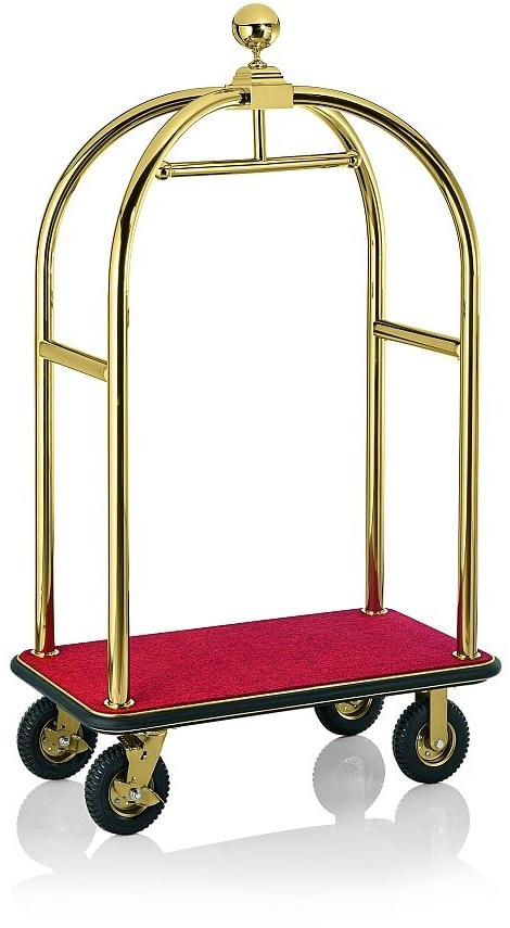 gastlando Gepäckwagen Edelstahl goldfarben Premium, rote Bodenauslage