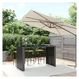 vidaXL Bartisch mit Glasplatte Schwarz 185x80x110 cm Poly Rattan