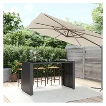 vidaXL Bartisch mit Glasplatte Schwarz 185x80x110 cm Poly Rattan