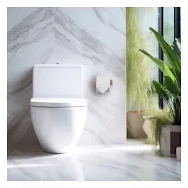 Relaxdays Toilettenpapierhalter ohne Bohren, Bambus, selbstklebender Klopapierhalter, Badezimmer, Wandmontage, natur