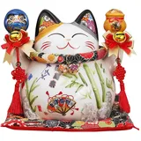 XIALON 20,8 cm große Keramik-Spardose Maneki Neko Glückskatze Feng Shui Basteln Spardose Heimdekoration