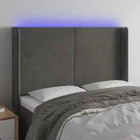 VidaXL LED Kopfteil Dunkelgrau 147x16x118/128 cm Samt - Grau