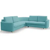DomoHome Ecksofa, Türkis, Textil, Rechteckig, 252x251 cm, Wohnzimmer, Sofas & Couches, Wohnlandschaften, Ecksofas