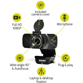 PORT DESIGNS Webcam 2 MP Schwarz