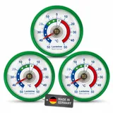 Lantelme 3 Stück Kühlschrankthermometer Set Bimetall und analog selbstklebend Thermometer für Kühlschrank Gefrierschrank Eisfach Kühltheke Kühlzelle (Grün)