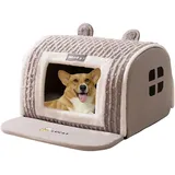 Galatée Katzenhaus, Gemütliches Weiches Katzenhöhlenbett, Versteck, Kleines Hundezelt, Weiches Katzenhaus Und Katzenzelt, Cartoon Süßes Katzenhaus(XL, Grau)