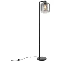 QAZQA Design Stehleuchte schwarz mit Rauchglas - Qara