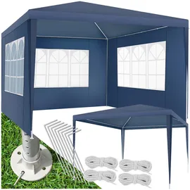 Tectake Pavillon 3 x 3 m inkl. 3 Seitenteile Blau