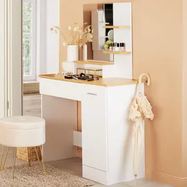 Tectake tectake® Schminktisch, im modernen Look, 3 offene Ablagen, unterteilte Schublade, 90 x 40 x 137,5 cm
