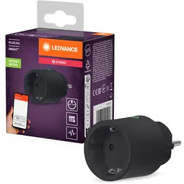 LEDVANCE SMART+ Smarte Steckdose für Innen mit ZigBee Technologie, bindet konventionelle Geräte ins Smart Home ein, misst und spart Stromverbrauch, kompatibel mit Alexa oder Google, schwarz, 1er-Pack