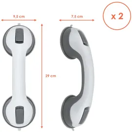 Spetebo Haltegriff mit Saugnapf 120 kg Duschgriff rutschfest grau/weiß 2er Set