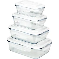 GRIZZLY Frischhaltedosen Glas 4 er Set rechteckig mit Deckel