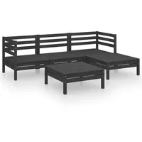 vidaXL 5-tlg Garten-Lounge-Set Massivholz Kiefer Schwarz