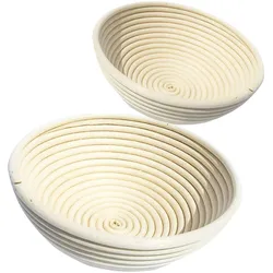 Layba Gärkorb Set Rund (Mittel + Groß) – Rattan Banneton Teiggare für Sauerteig & Hefeteig