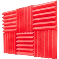 JBER Akustikplatten aus Schaumstoff, Feuerfest, Schalldämmende Polsterung, 6 Stück 5 x 30 x 30 cm, Rot