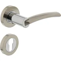 MS Beschläge - Nickel matte und verchromte Bicolor Rosettengarnitur