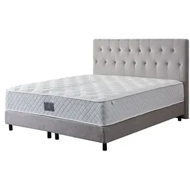 V6 Boxspringbett Modell 211 mit Taschenfederkernmatratze - Grau)