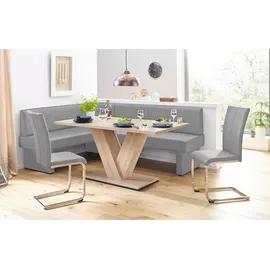 Home Affaire Eckbank HOME AFFAIRE "Nils", grau (hellgrau (capulet 4003)), B:222cm H:89cm T:162cm, Holzwerkstoff, Massivholz, Polyester, Sitzbänke, Eckbank, Sitz und Rücken gepolstert, verschiedene Qualitäten