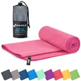 Fit-Flip Mikrofaser Handtuch - kompakte Microfaser Handtücher - ideal als Sporthandtuch, Reisehandtuch, Strandtuch - schnelltrocknend und leicht - Badetuch groß (1x 40x80cm, Rosa)
