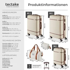 Tectake Reisekofferset 13-tlg. beige/weiß