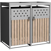 ESTEXO Mülltonnenbox Mülltonnenverkleidung mit Pflanzdach Aufbewahrungsbox Müllbox RAL 9007 (2 Türen)