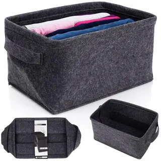 Aufbewahrungskorb Filzkorb Aufbewahrungsbox aus Filz faltbar schwarz 36x27x20 cm