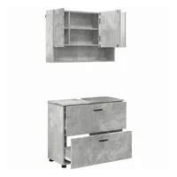 VidaXL Badezimmermöbel Set mit Regal 2 pcs Betongrau 76,5