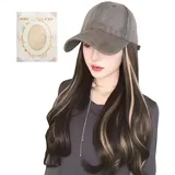 Dame Parrucca-Hut-Kombination (Lange Lockig), 50cm, Wig Cap, Mütze Mit Haaren, Wig Cap Für Perücken, Alle Jahreszeiten, Natürlich, Bequem, Stilvoll, Atmungsaktiv, Schlankernd, Ideal Als Geschenk
