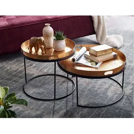 Wohnling Couchtisch 2er Set Gold Aluminium 56 x 56 x 33 cm