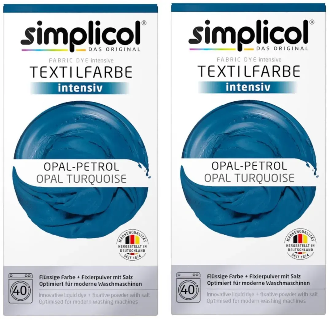 Simplicol Textilfarbe intensiv Opal-Petrol 150g 2er Pack