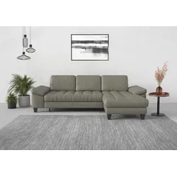 Ecksofa SIT & MORE "Westham L-Form", grau, B:275cm H:88cm T:172cm, 100% Polyester, Sofas, Recamiere, mit oder ohne Bettfunktion, Bettkasten, Füße wengefarben
