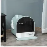 PawHut Katzentoilette mit Haube Toilette für Katzen bis 5 kg, mit Deckel, Katzenstreu Matte, Kunststoff, Grün, 43x44x47cm Aosom