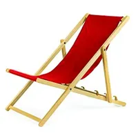Gartenliege aus Holz Liegestuhl Relaxliege Strandliege mit Absicherungssystem 4 Stück (rot)