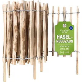 Creative Home Staketenzaun 3 m x 50 cm Haselnuss